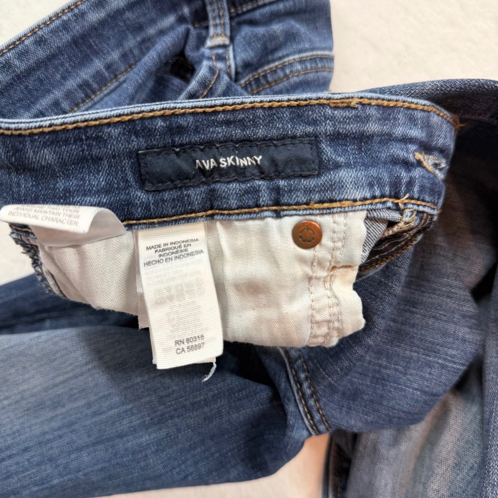 Lucky Brand‎ Ava Skinny Jeans Womens 2/26 Blue Good Raw Released Hem Mid Rise - Picture 5 of 12